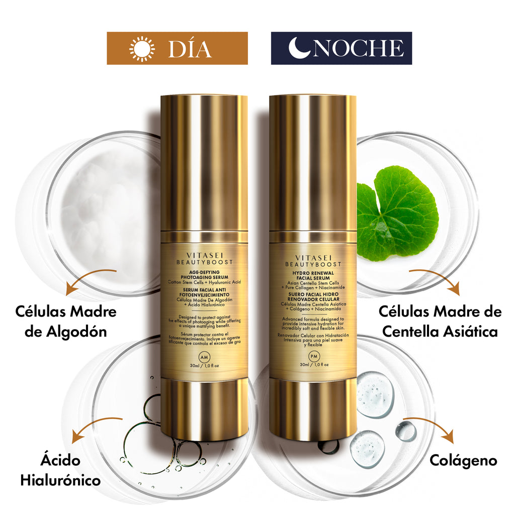 Kit de serums faciales día y noche  con células madre vegetales