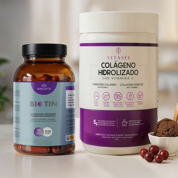 Kit Biotina + Colágeno Hidrolizado en polvo con Resveratrol y Vitamina C