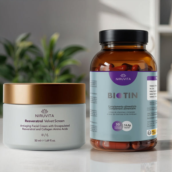 Kit Biotina + Resveratrol Velvet Screen con colágeno y ácido hialurónico