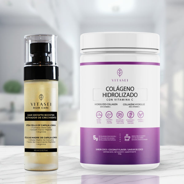 Pack Colágeno Hidrolizado Sabor Coco + Activador Capilar con Células Madre
